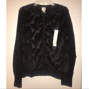 Cardigan with Velvet Jacquard